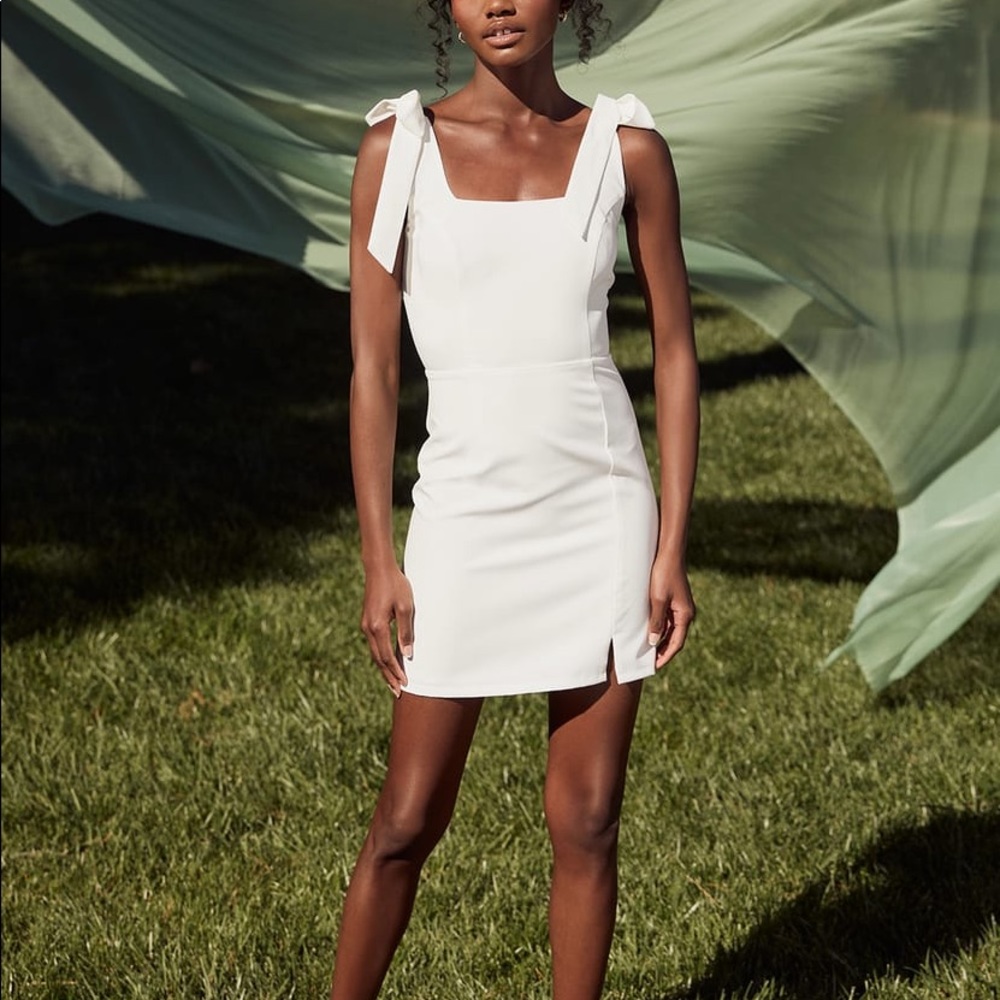 Lulu’s Your Sweetie White Tie-Strap Mini Dress